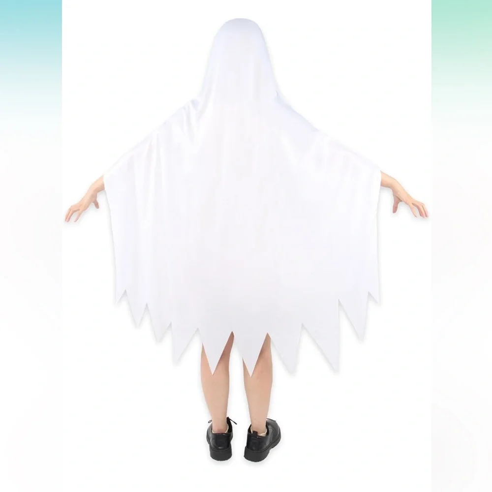 Halloween Ghost Costume Kids White Fancy Spooky Robe Boy/Girl Dress Suit size XL